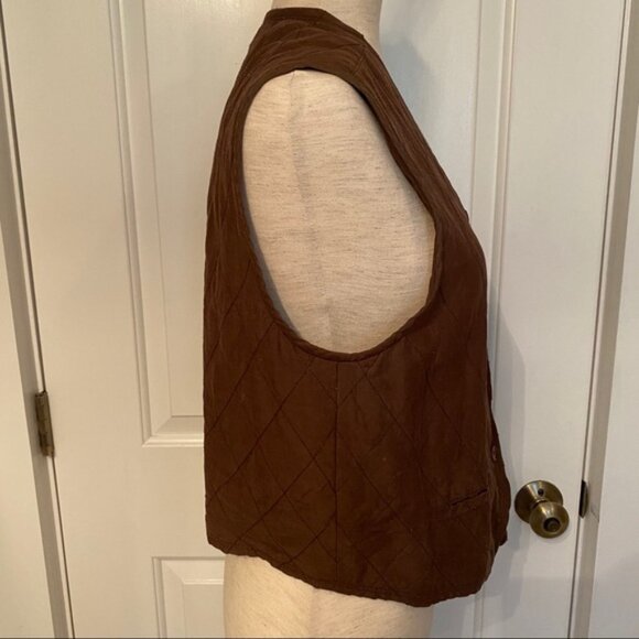DEBRA DeROO VEST BROWN QUILTED BUTTON CLOSE SIZE S SMALL JACKET COAT - Picture 3 of 6